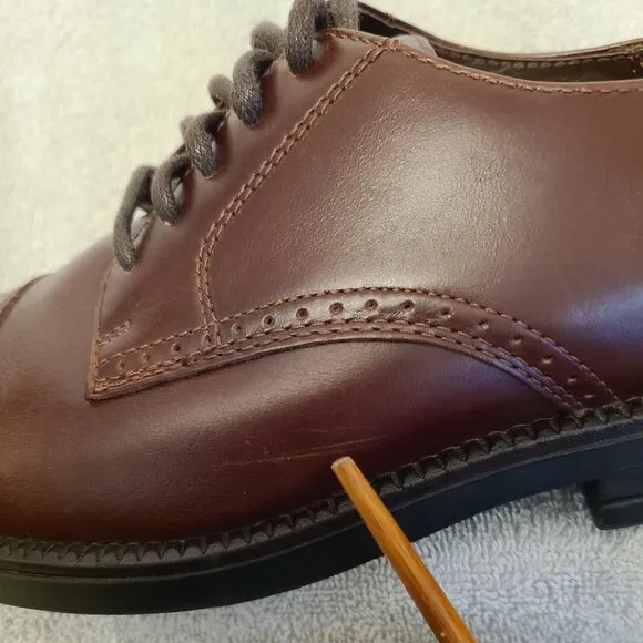 NUNN BUSH MENS CAP -TOE OXFORD BROWN LEATHER 8 1/2 MEDIUM