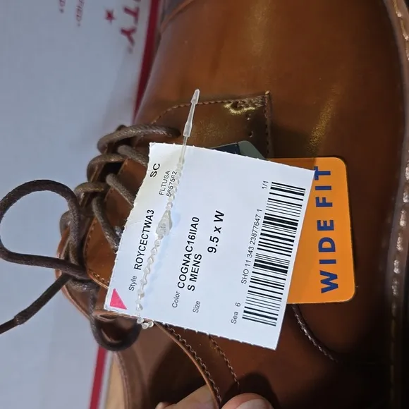 Nunn Bush Men's Centro Fles Plain Toe Oxford Cognac Leather Synthetic Size 9.5W