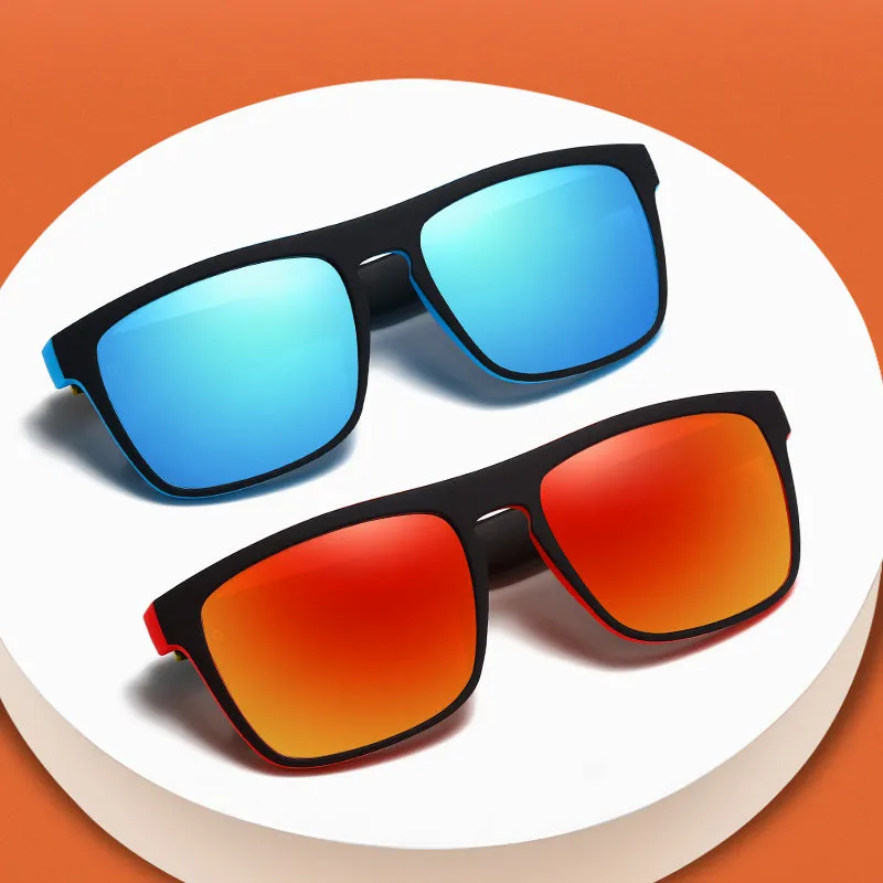 OOLVS Outdoor Sports Sunglasses Polycarbonate Square Frame UV400 HD Polarized Mirrored Lens Men's Women's Casual Driving Classic Sun Glasses Fashion Casual Cycling Gafas De Sol MS173-3N