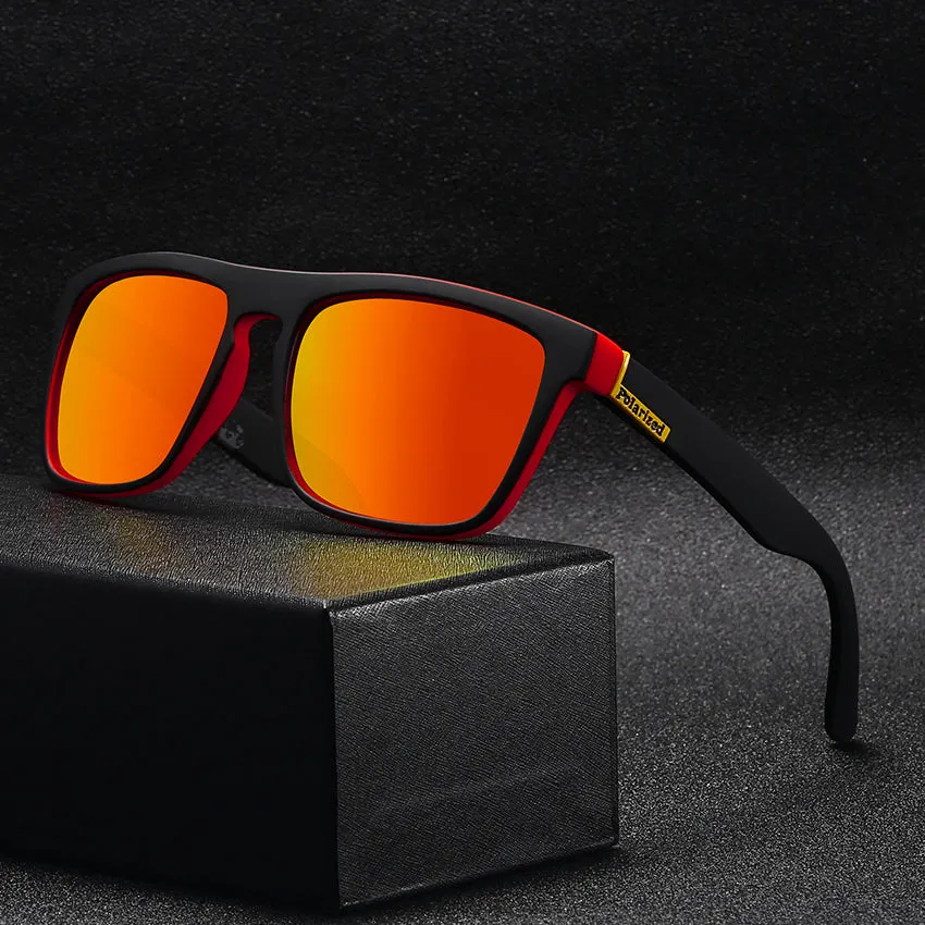 OOLVS Outdoor Sports Sunglasses Polycarbonate Square Frame UV400 HD Polarized Mirrored Lens Men's Women's Casual Driving Classic Sun Glasses Fashion Casual Cycling Gafas De Sol MS173-3N