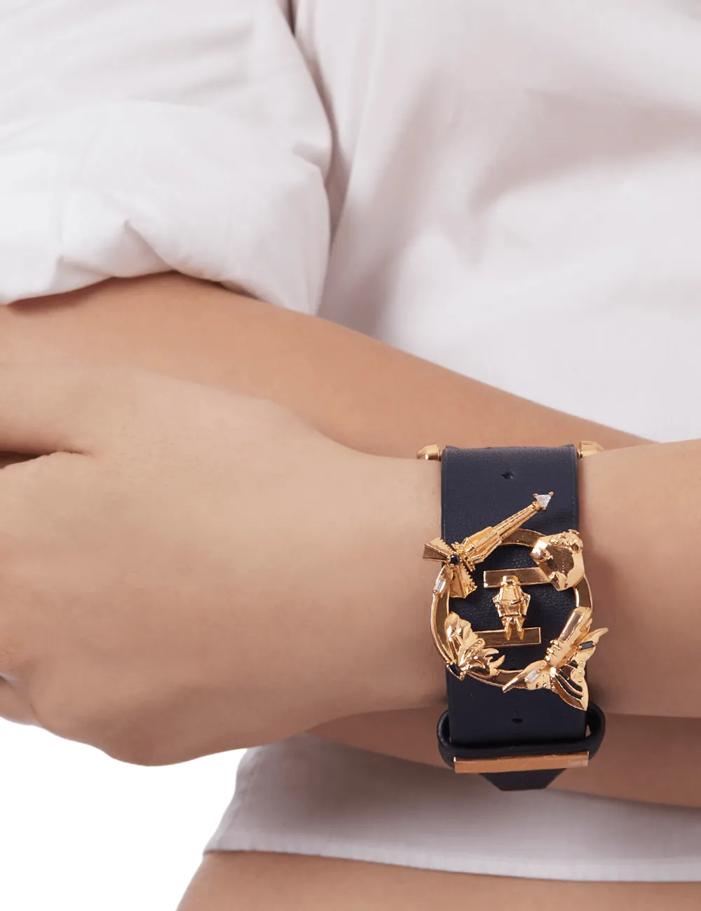 Outhouse   -   OH Series O.H. V Oxford Blue Leather Bracelet