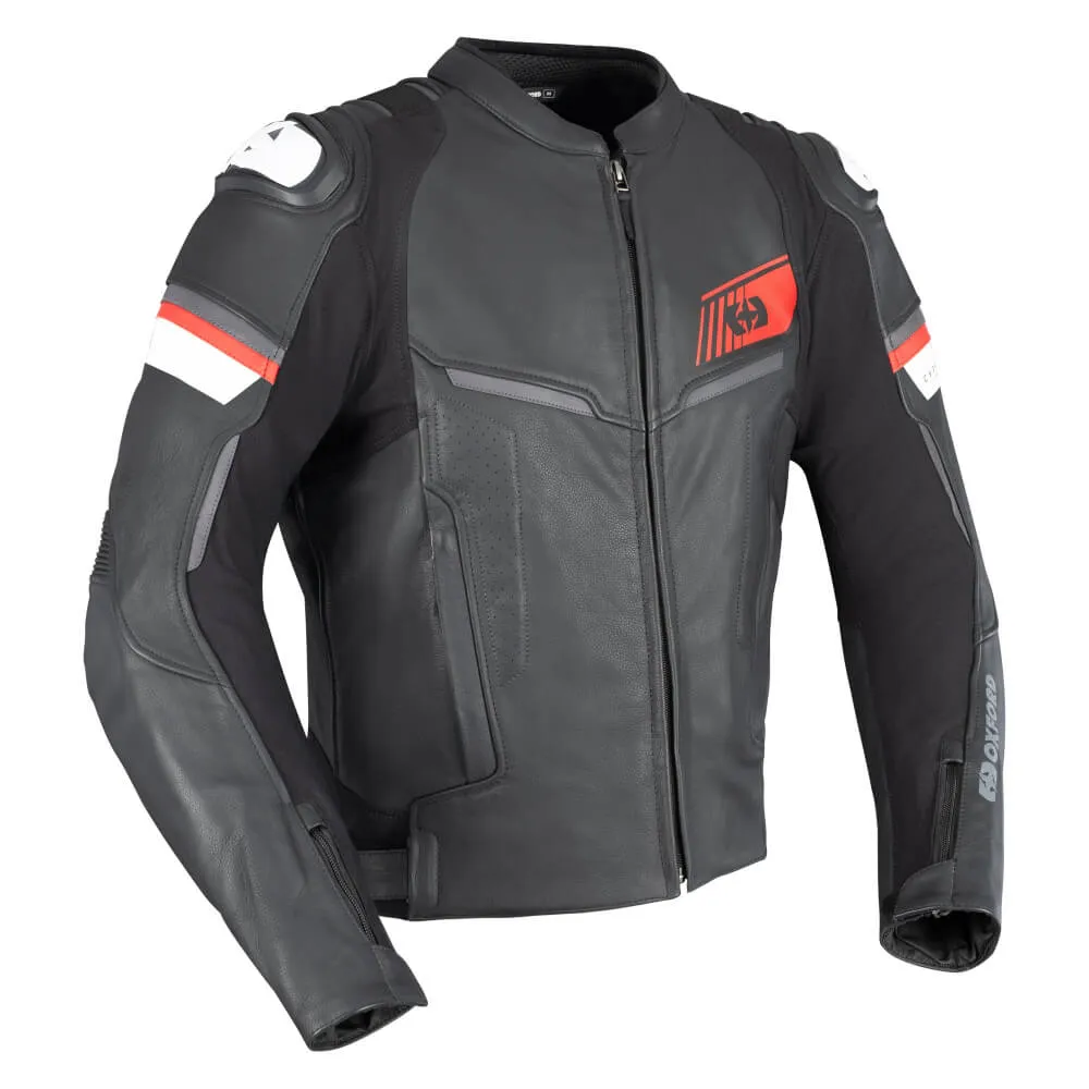 Oxford Cypher 1.0 Leather Jacket Black / White / Red