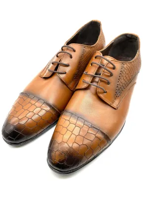 Pebble Toe Brogue Shoe - Tan