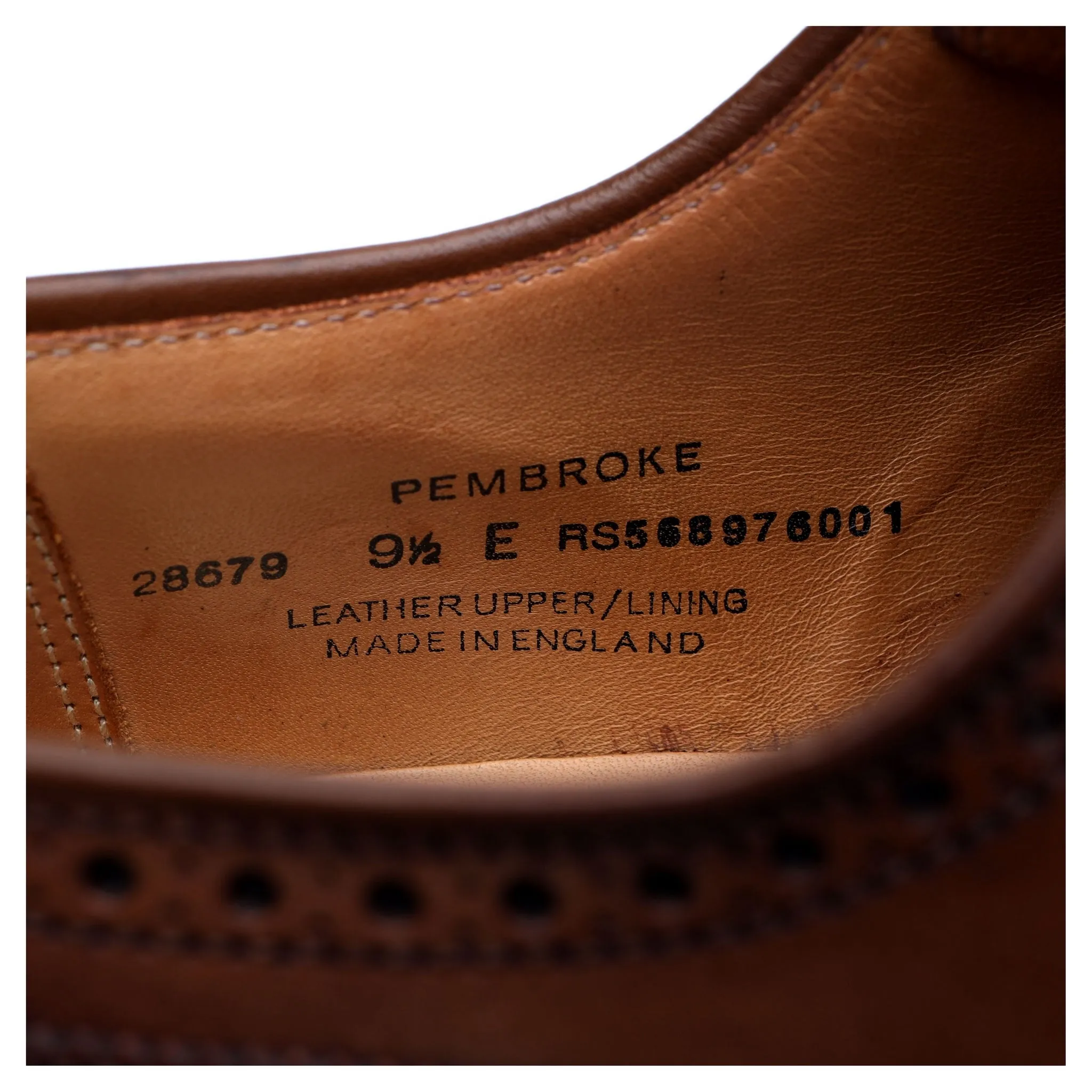 'Pembroke' Brown Whisky Cordovan Leather Derby Brogue UK 9.5 E