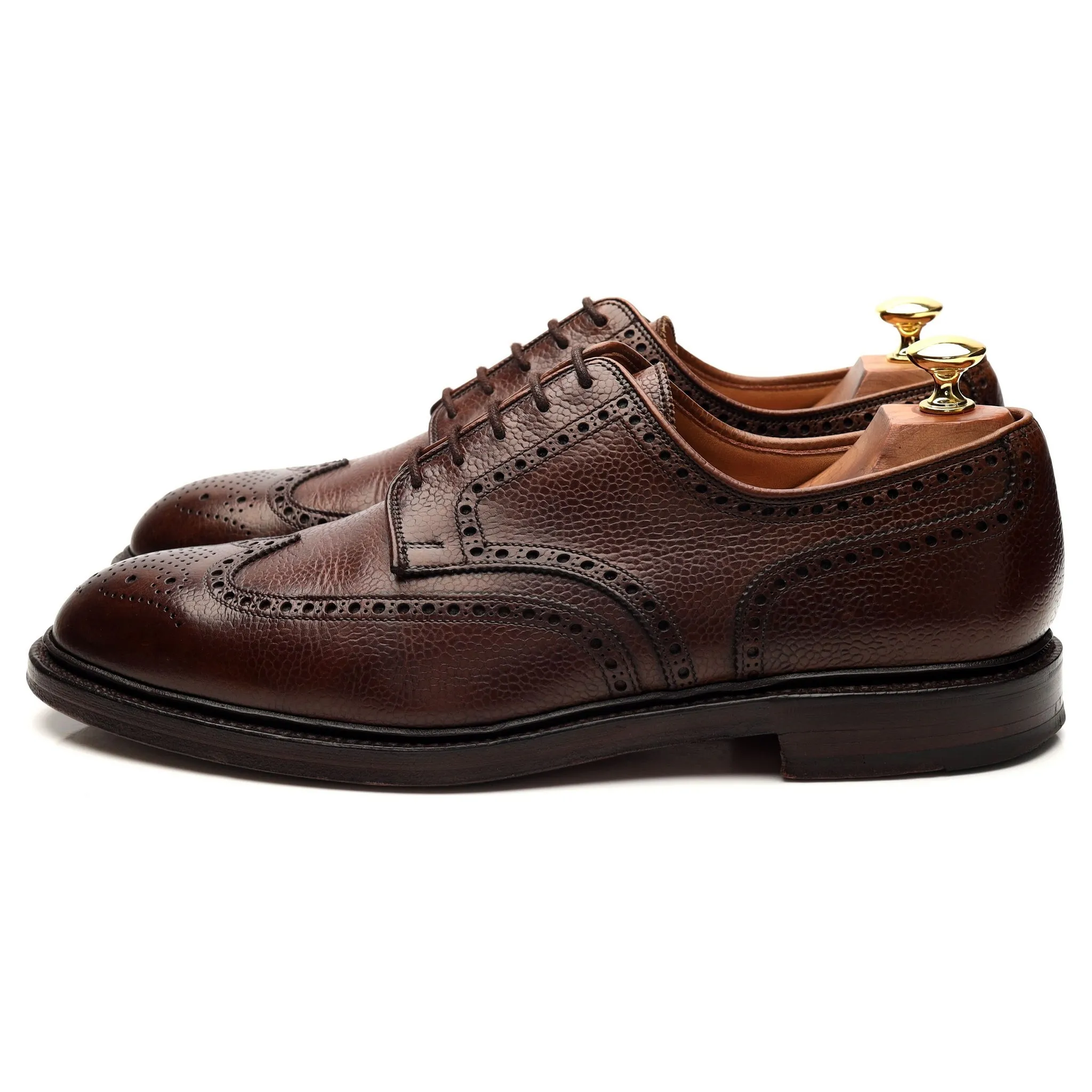 'Pembroke' Dark Brown Grain Leather Derby Brogue UK 9.5 E