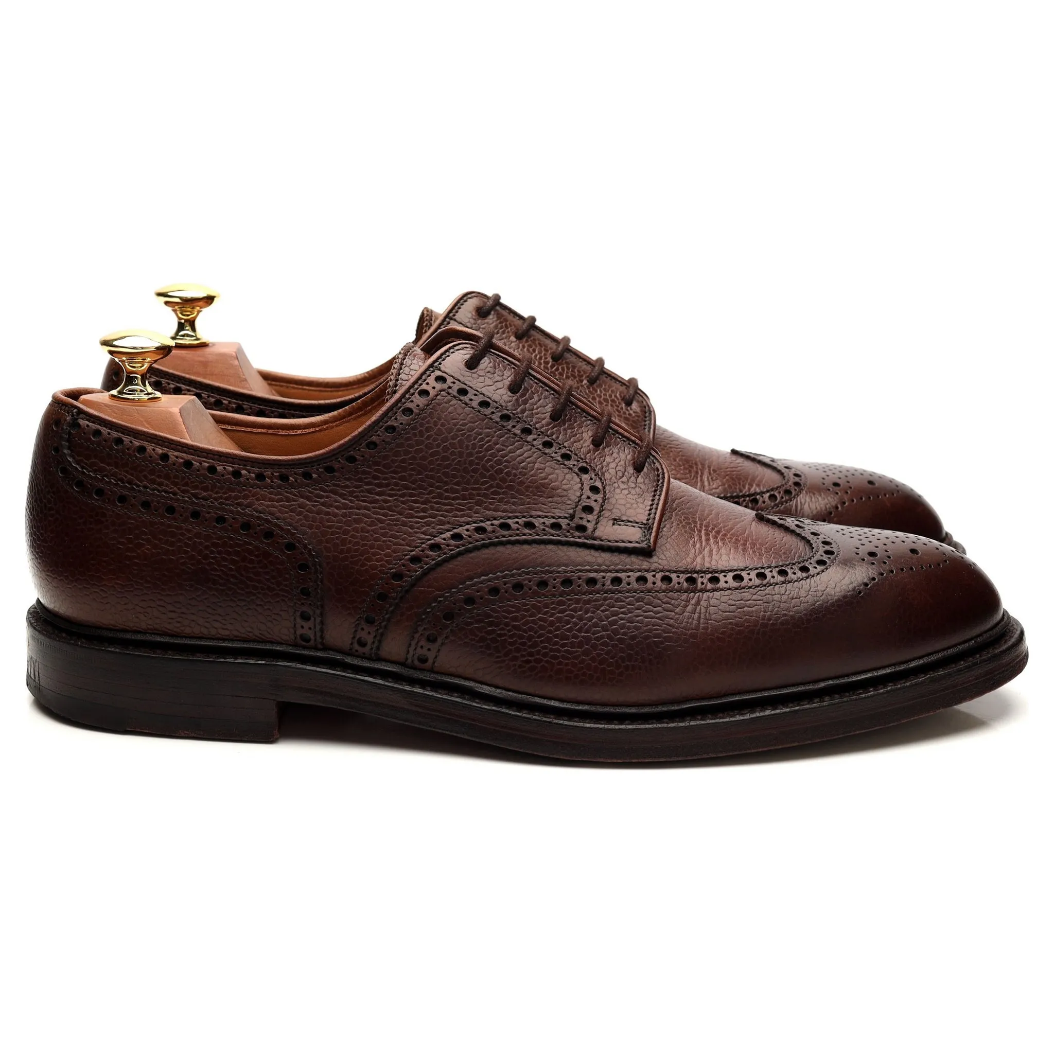 'Pembroke' Dark Brown Grain Leather Derby Brogue UK 9.5 E