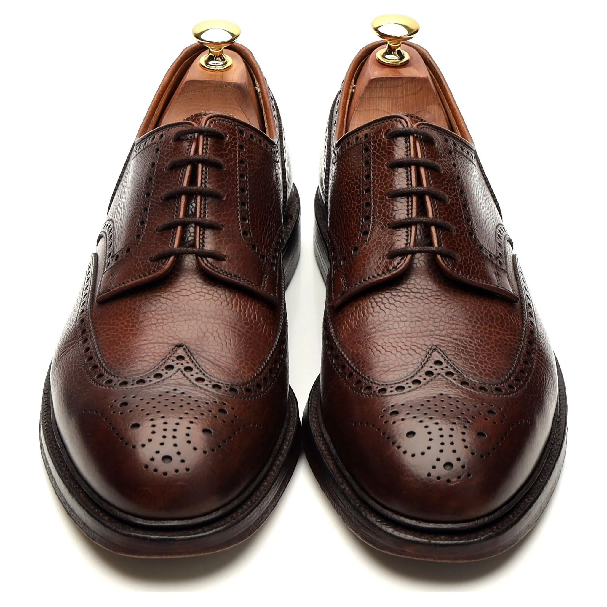 'Pembroke' Dark Brown Grain Leather Derby Brogue UK 9.5 E