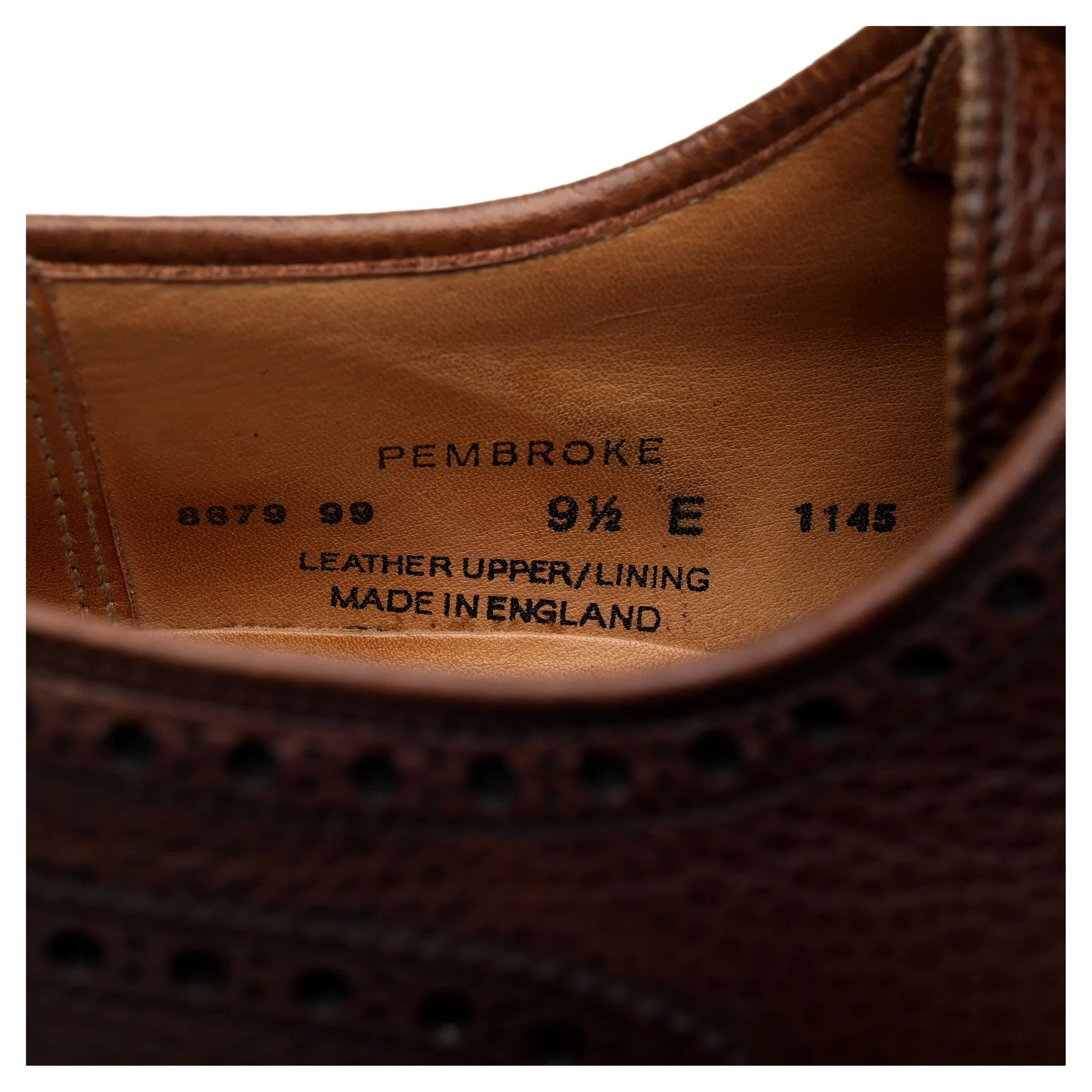 'Pembroke' Dark Brown Grain Leather Derby Brogue UK 9.5 E