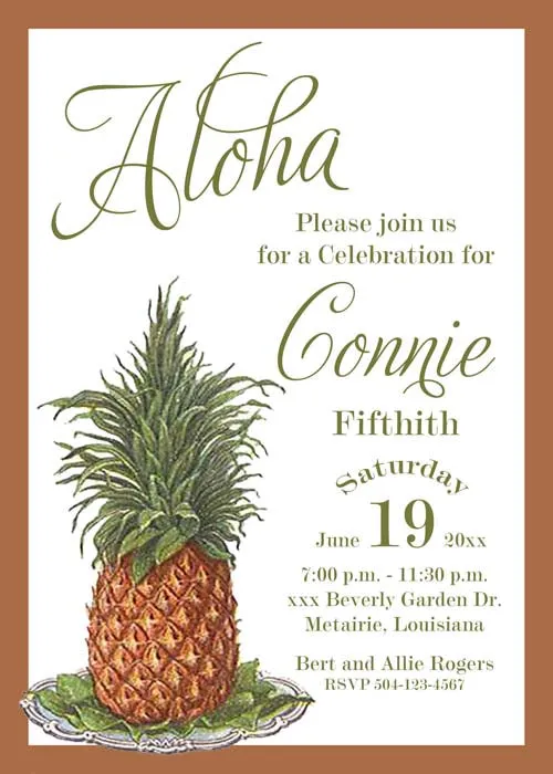 PINEAPPLE ON TRAY CUSTOM INVITATION