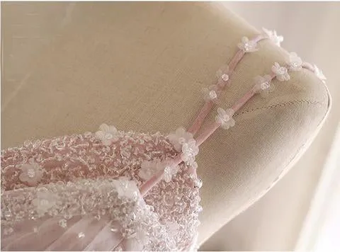 Pink Tulle Prom Dresses with Lace Appliques, A Line Formal Evening Party Dresses OKJ50