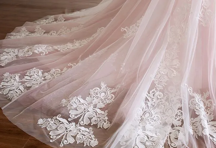 Pink Tulle Prom Dresses with Lace Appliques, A Line Formal Evening Party Dresses OKJ50