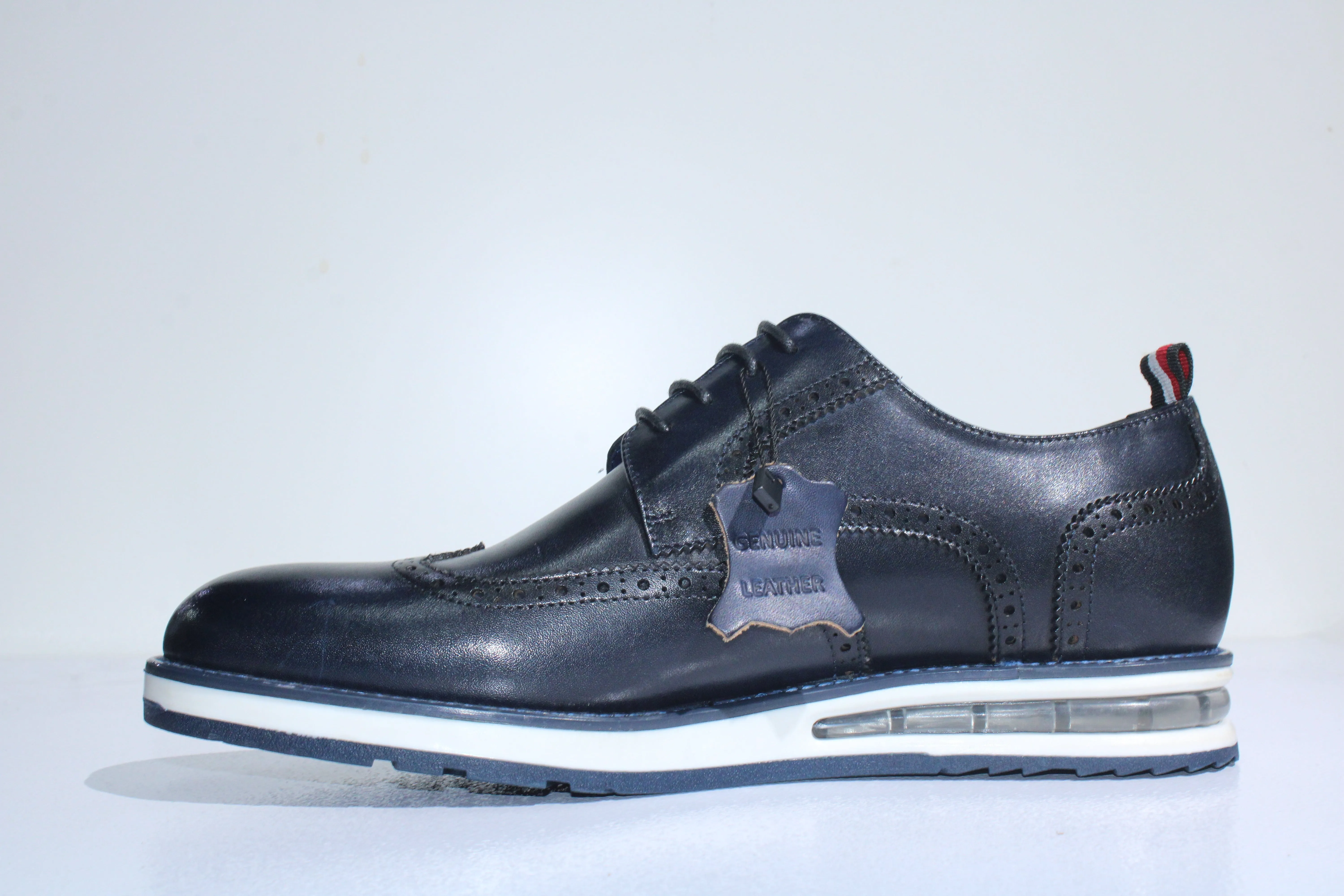 Polo Leather Brogue Casual  Lace Up Navy