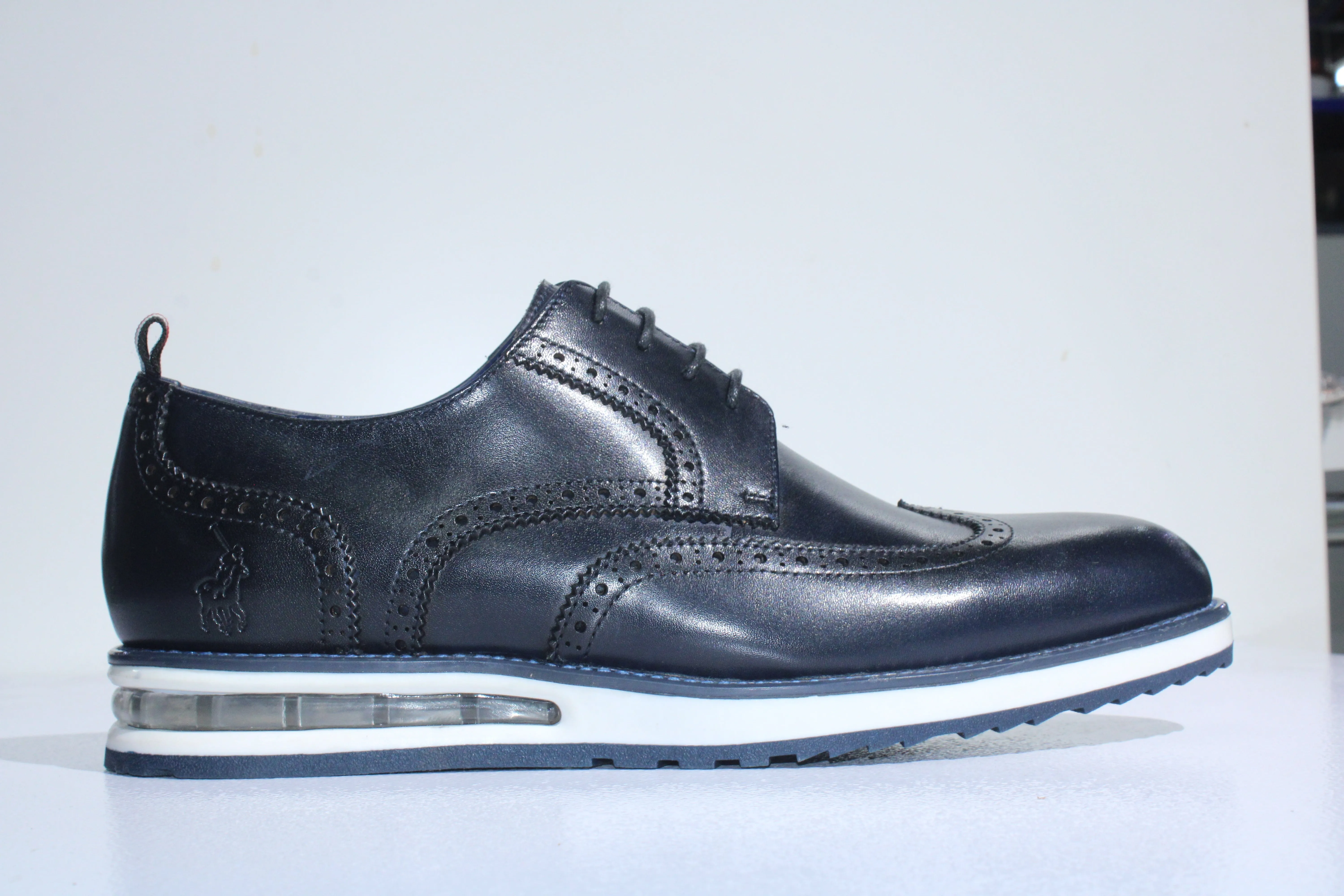 Polo Leather Brogue Casual  Lace Up Navy