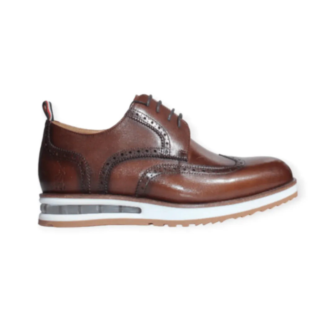 Polo Leather Brogue Casual Lace Up Tan