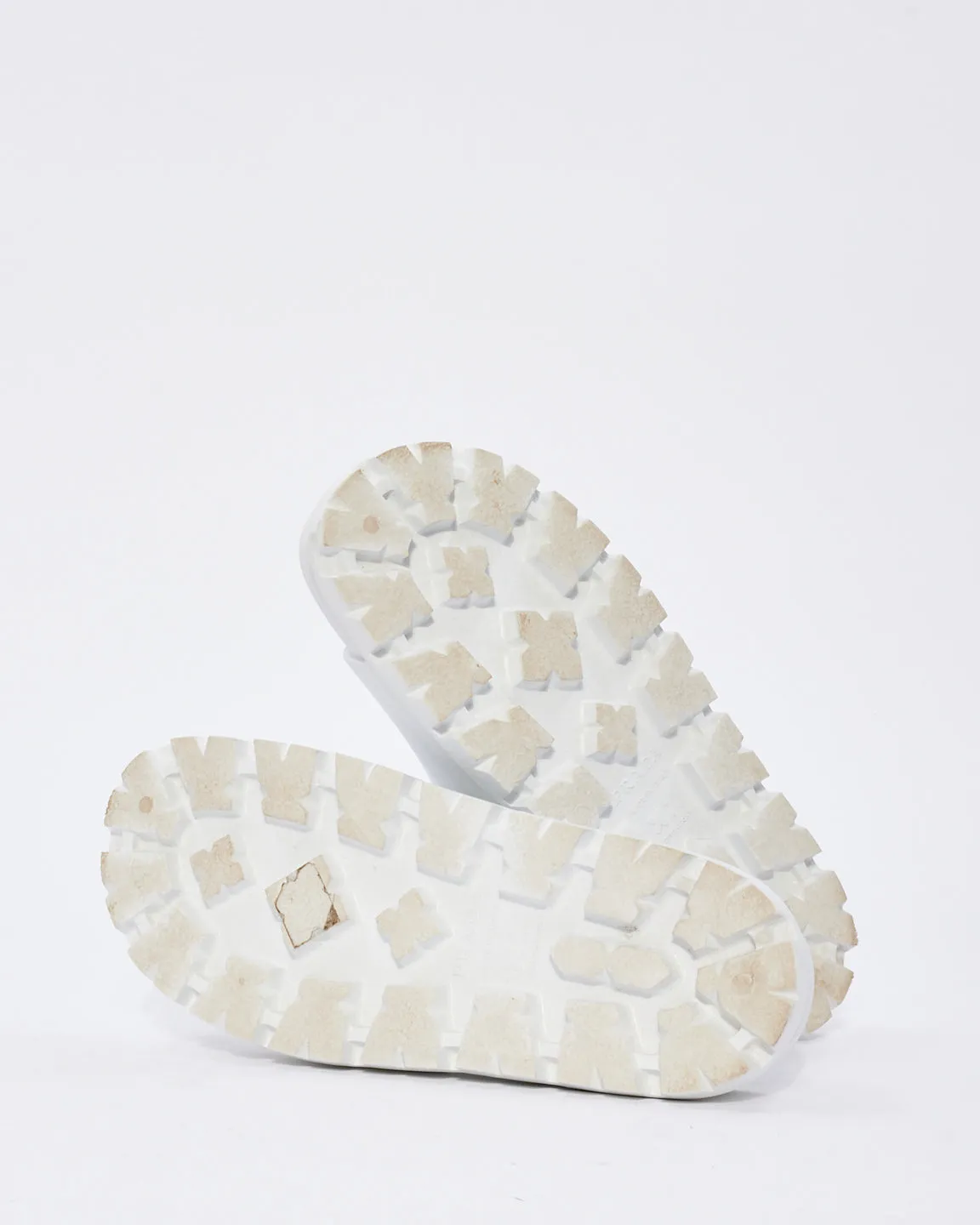 Prada White Rubber Triangle Logo Embossed Lug Sole Slides  - 38
