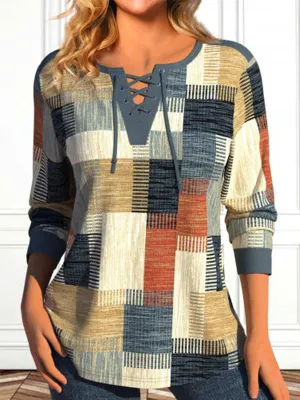Printed Lace-Up Tee