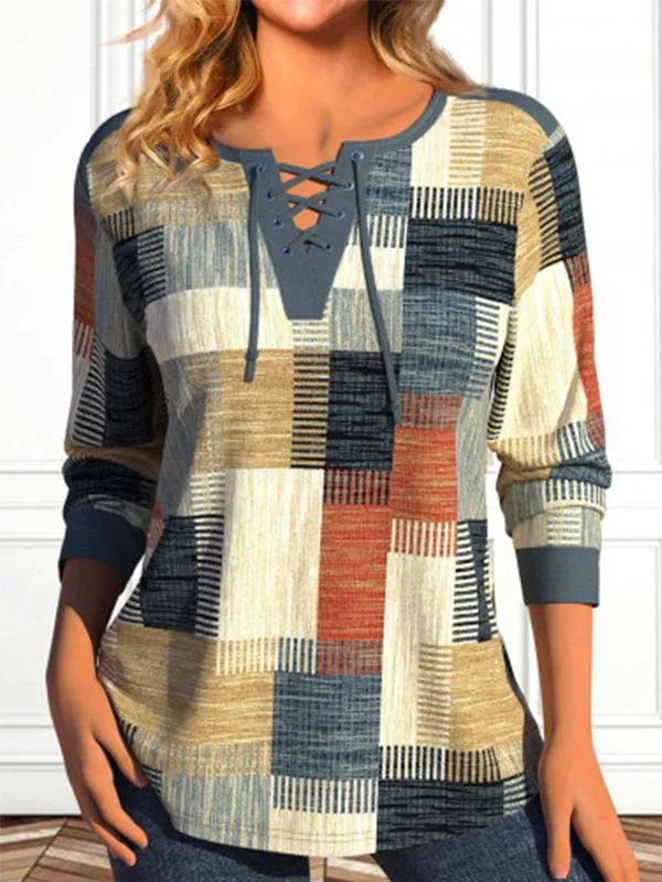 Printed Lace-Up Tee