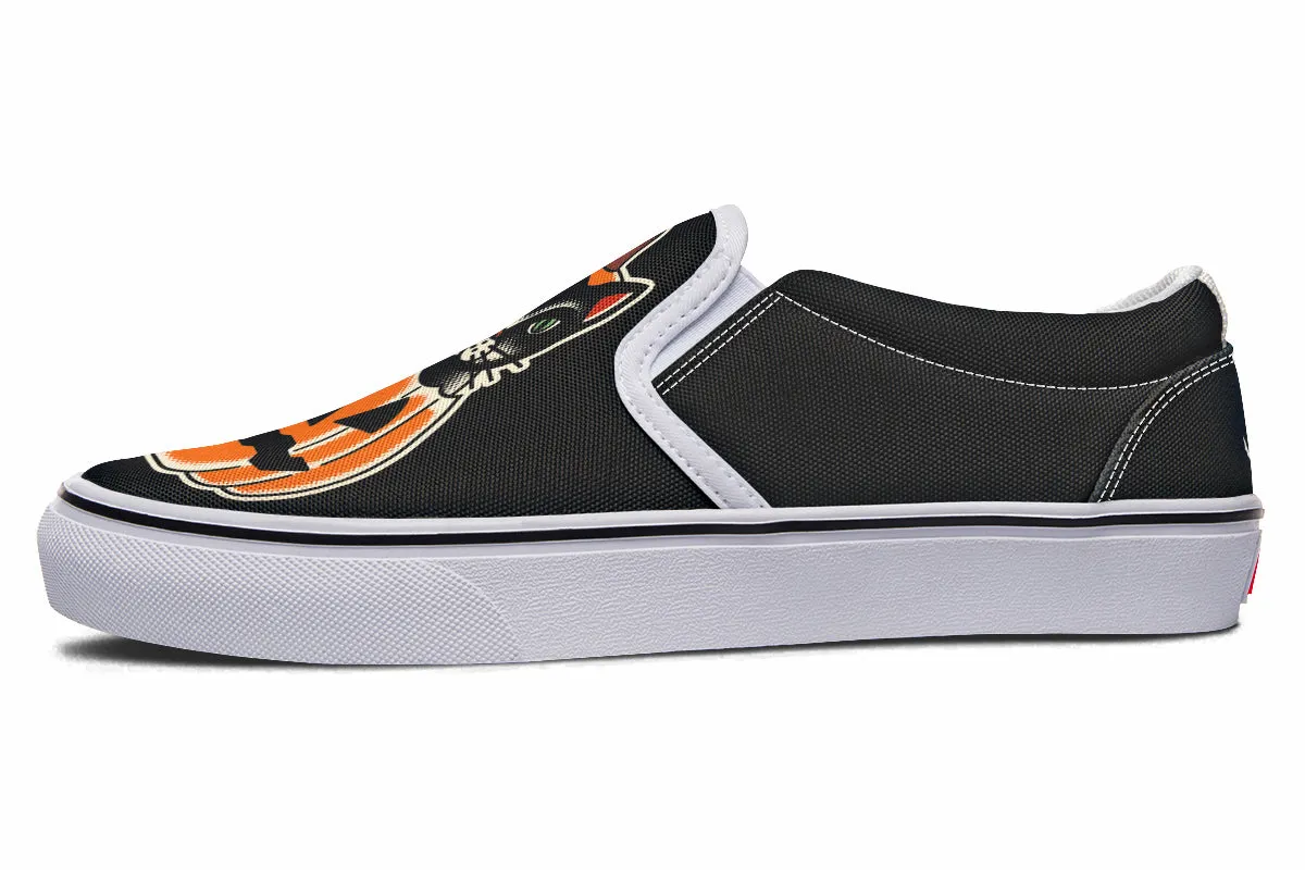 Pumpkin Cat Slip On Shoes