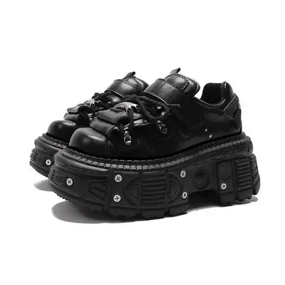 Punk Style Women Shoes Lace-up heel height Platform Shoes