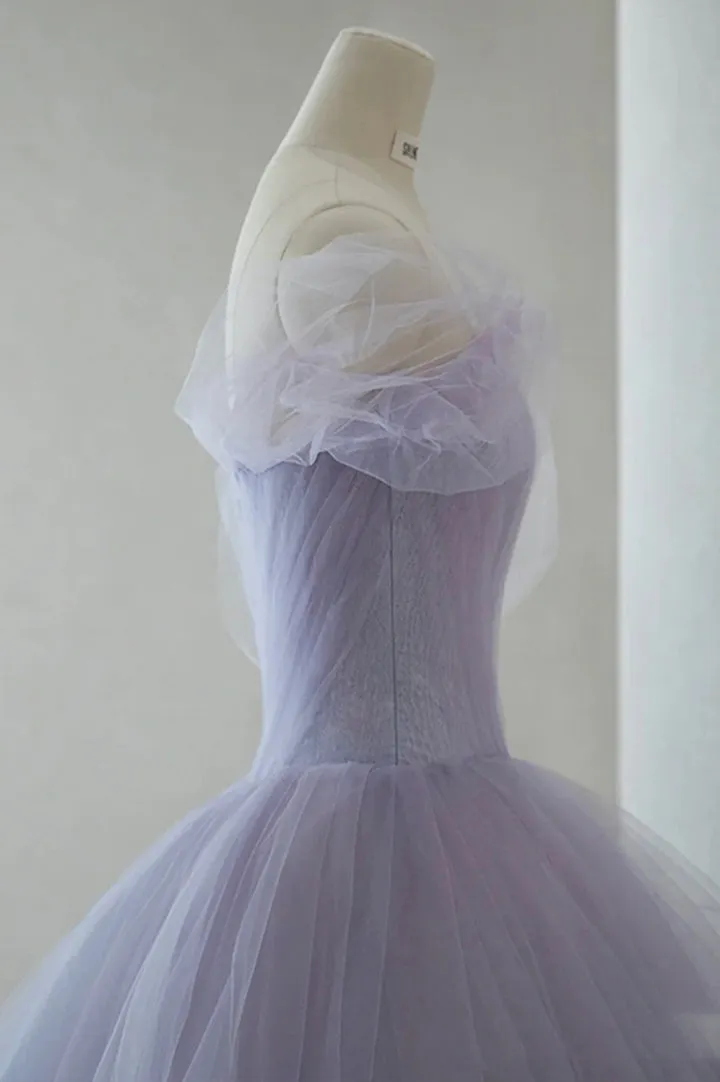 Purple Tulle Short Prom Dress A Line Cute Homecoming Dress With 3D Flowers OK1546