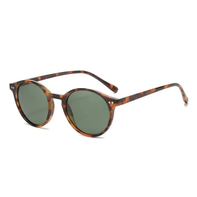 Retro Round Polarized Sunglasses Classic Leopard Frame UV400 Fashion Driving Goggles for Men & Women