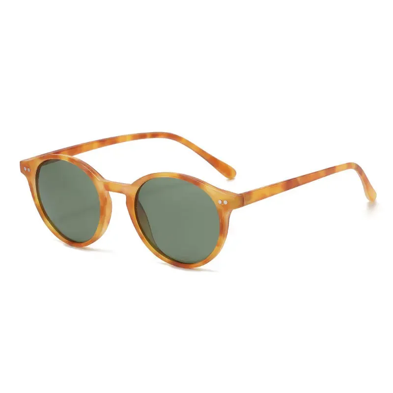 Retro Round Polarized Sunglasses Classic Leopard Frame UV400 Fashion Driving Goggles for Men & Women