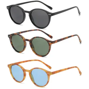 Retro Round Polarized Sunglasses Classic Leopard Frame UV400 Fashion Driving Goggles for Men & Women