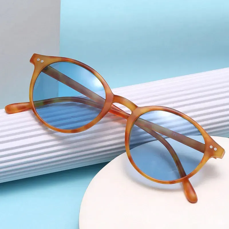Retro Round Polarized Sunglasses Classic Leopard Frame UV400 Fashion Driving Goggles for Men & Women