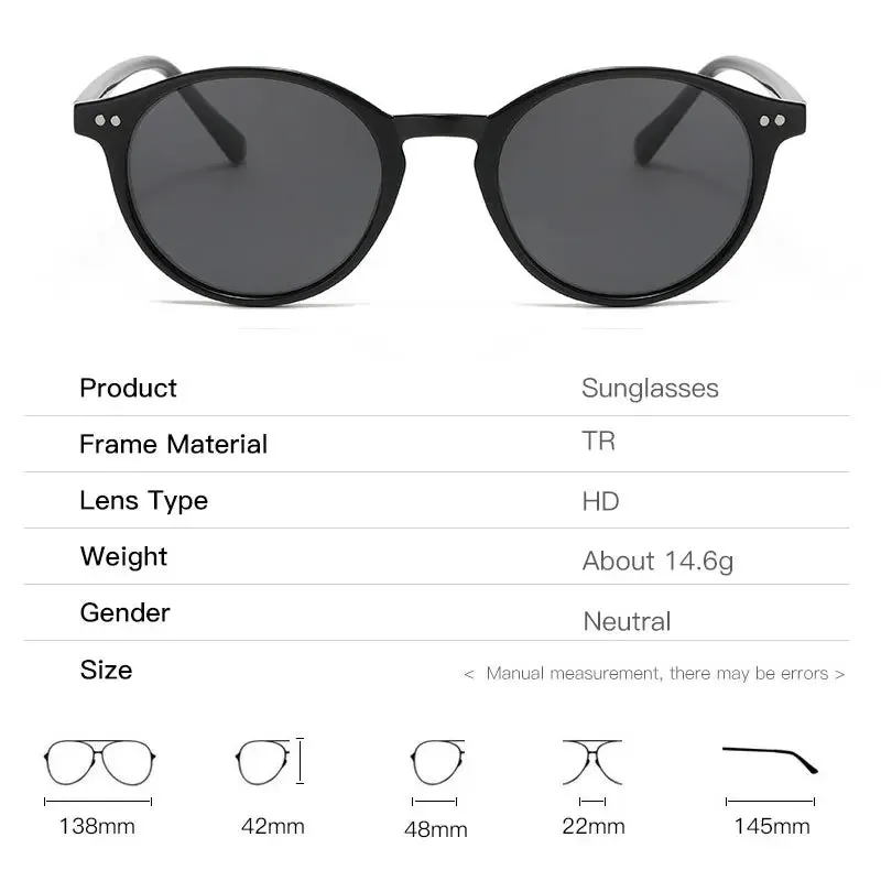 Retro Round Polarized Sunglasses Classic Leopard Frame UV400 Fashion Driving Goggles for Men & Women