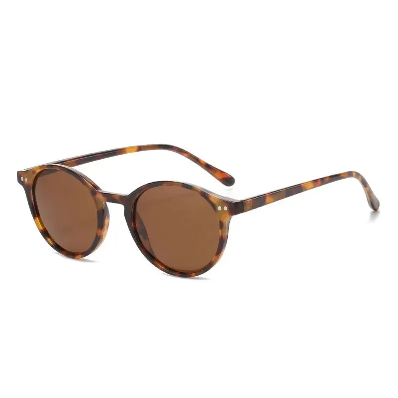 Retro Round Polarized Sunglasses Classic Leopard Frame UV400 Fashion Driving Goggles for Men & Women