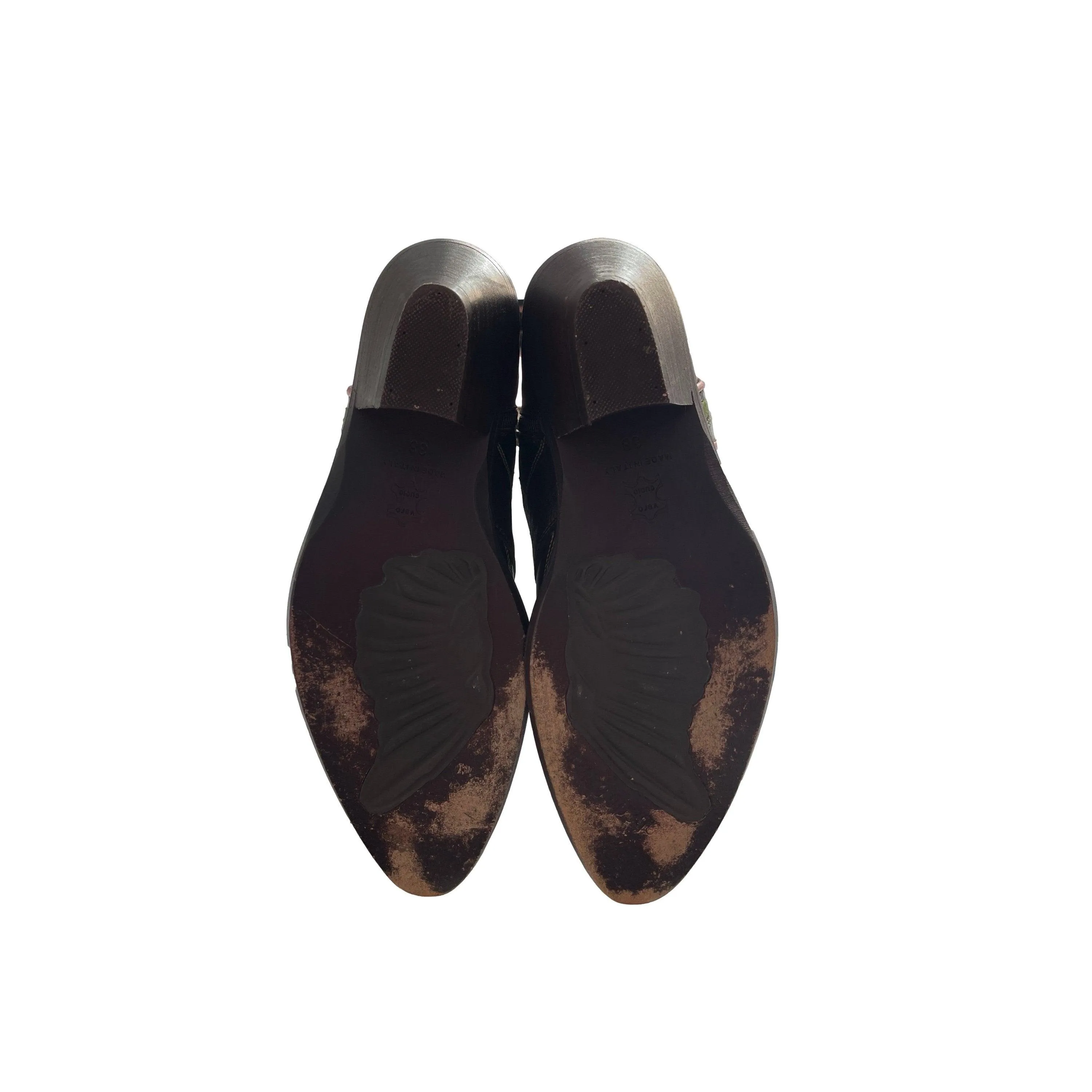 Roberto Cavalli Brown Rose Cowboy Boots