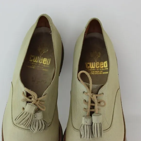 Royal Tweed Church's Cheaney of England White Leather Tassled Oxford (12 US)