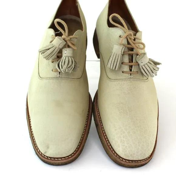 Royal Tweed Church's Cheaney of England White Leather Tassled Oxford (12 US)
