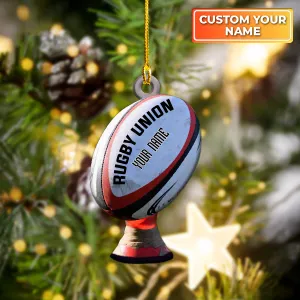 Rugby Union Ball - Custom Shaped Ornament 1041