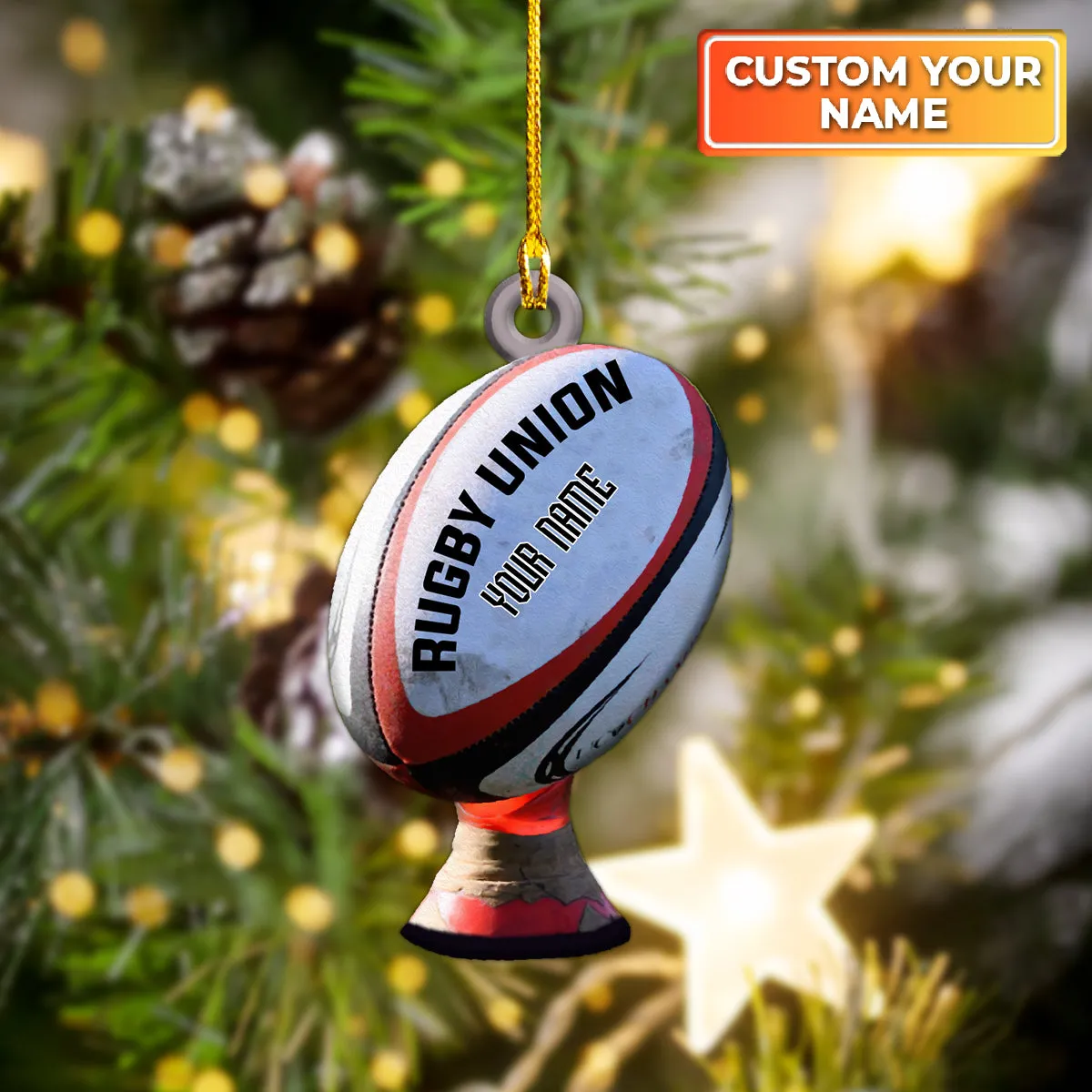 Rugby Union Ball - Custom Shaped Ornament 1041