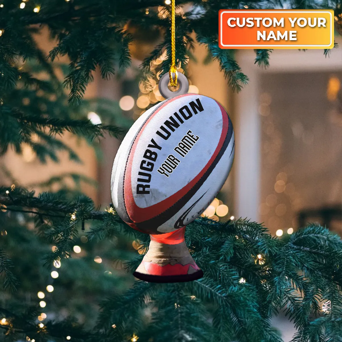 Rugby Union Ball - Custom Shaped Ornament 1041