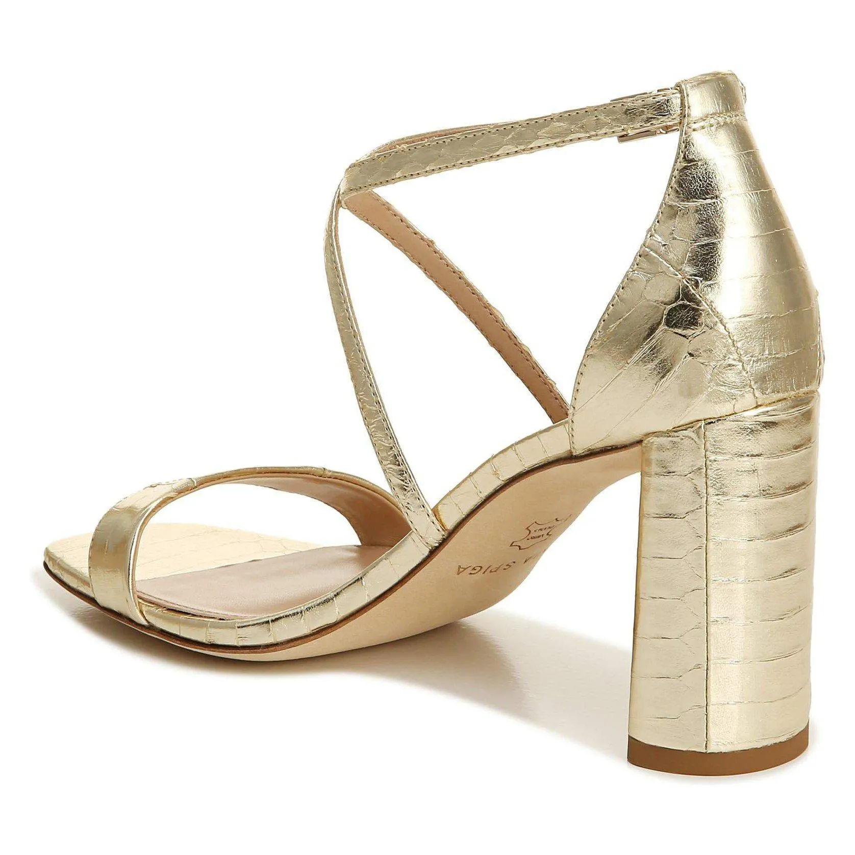 Sabinne Snake-Embossed Block-Heel Sandals