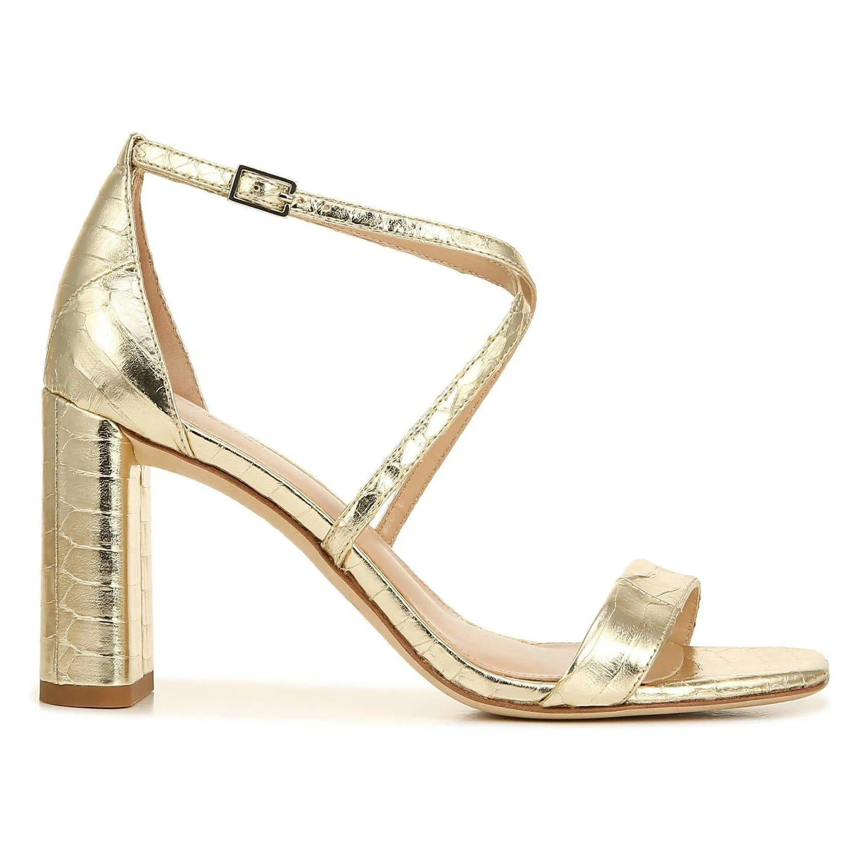 Sabinne Snake-Embossed Block-Heel Sandals