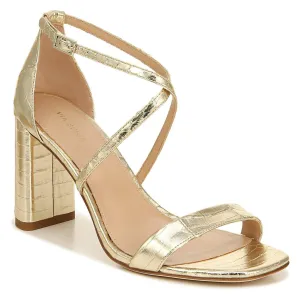 Sabinne Snake-Embossed Block-Heel Sandals