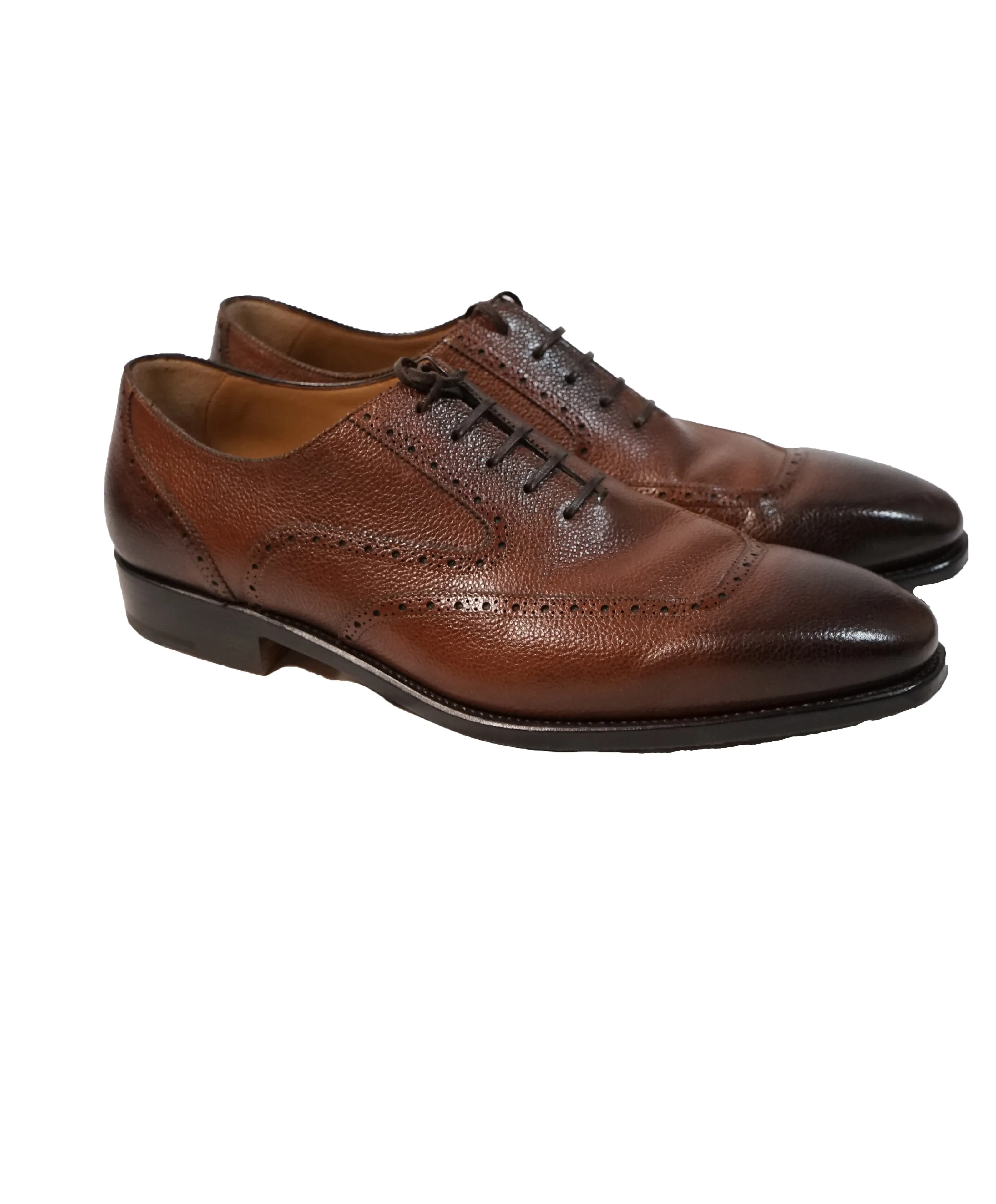 SALVATORE FERRAGAMO - Brown Pebbled Leather TRAMEZZA Oxford - 9.5