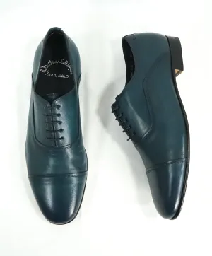 SANTONI - "Fatte A Mano" Hand Made Turquoise Unlined Venetian Oxford - 9