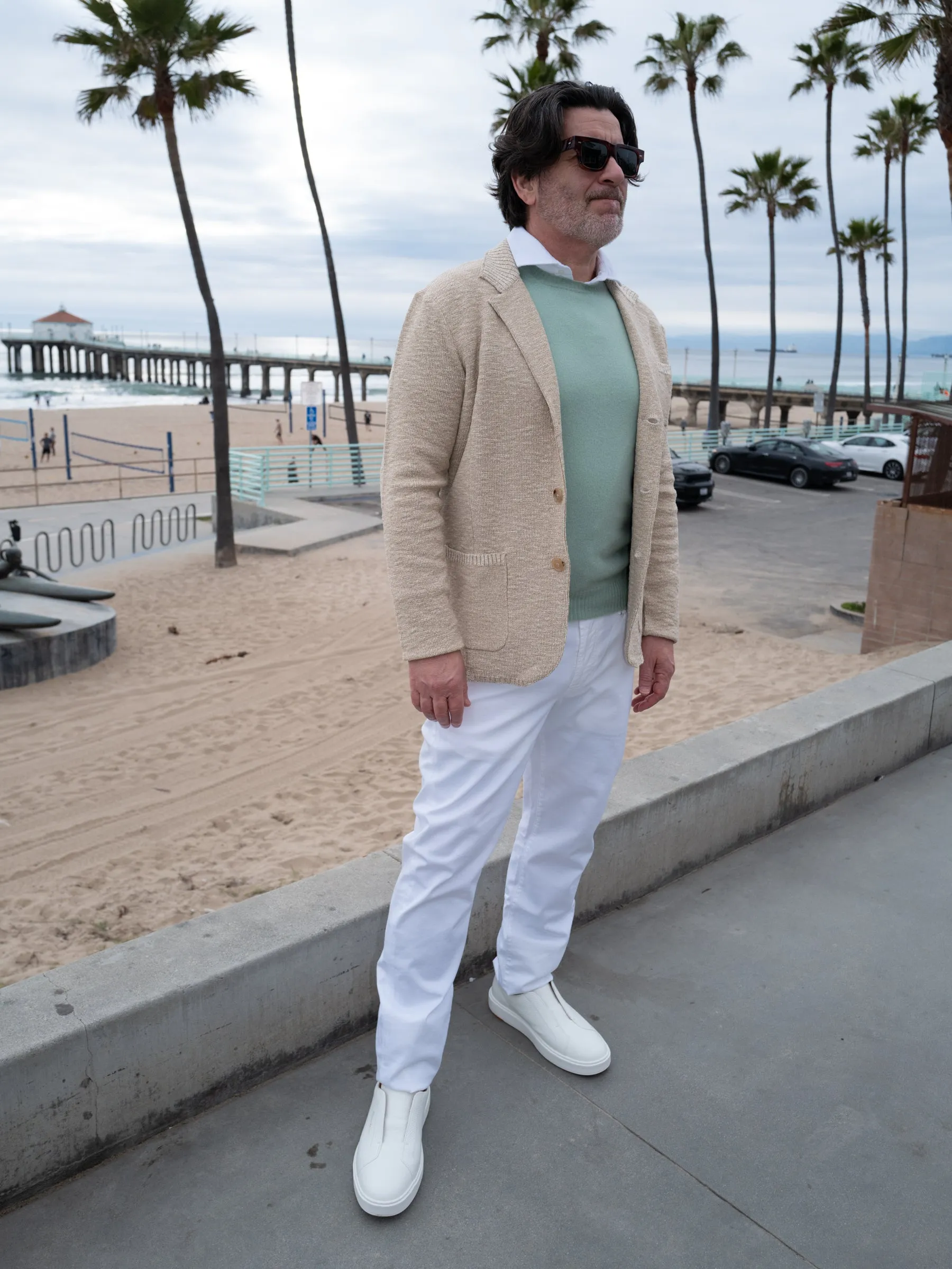 Santoni Victory Leather Slip-On Sneaker - White