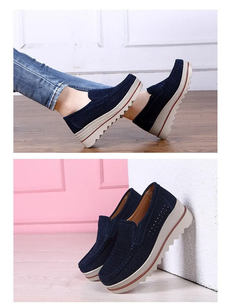 Shoes Platform Slip on Flats Loafers Moccasins Hollow Out Casual Shoes