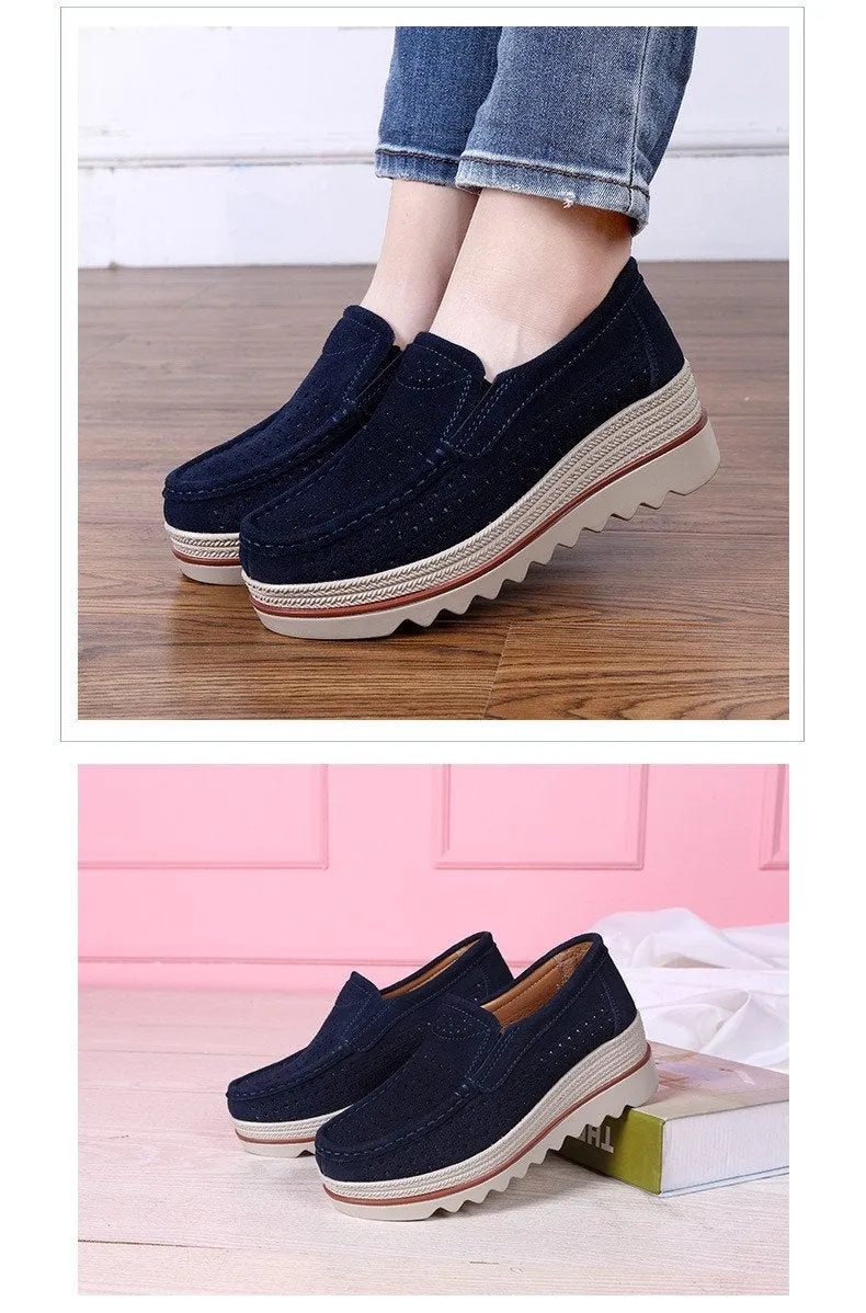 Shoes Platform Slip on Flats Loafers Moccasins Hollow Out Casual Shoes