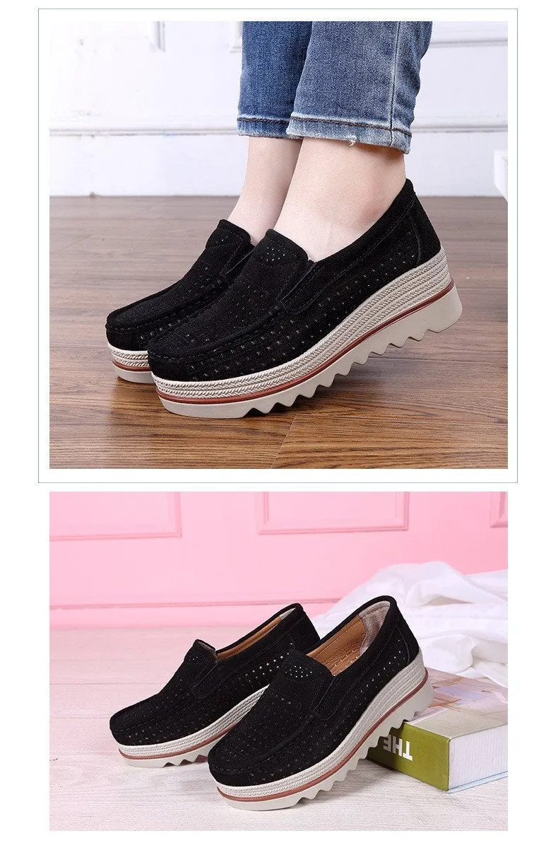 Shoes Platform Slip on Flats Loafers Moccasins Hollow Out Casual Shoes
