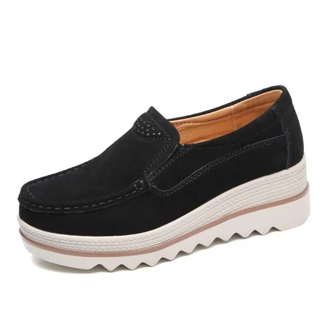 Shoes Platform Slip on Flats Loafers Moccasins Hollow Out Casual Shoes