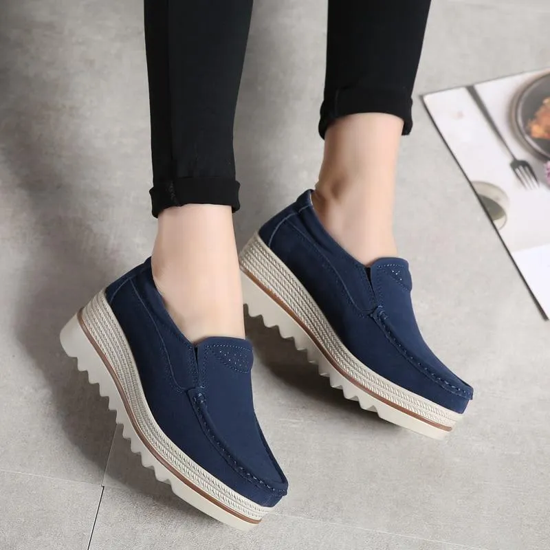 Shoes Platform Slip on Flats Loafers Moccasins Hollow Out Casual Shoes