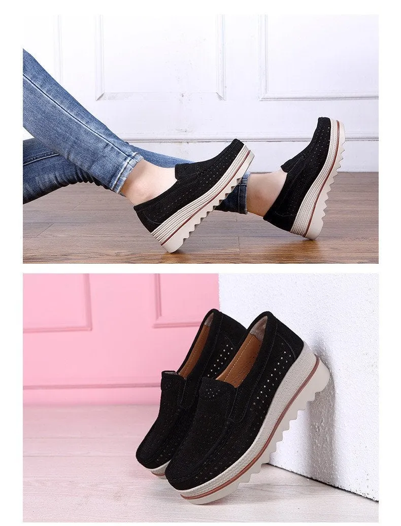 Shoes Platform Slip on Flats Loafers Moccasins Hollow Out Casual Shoes