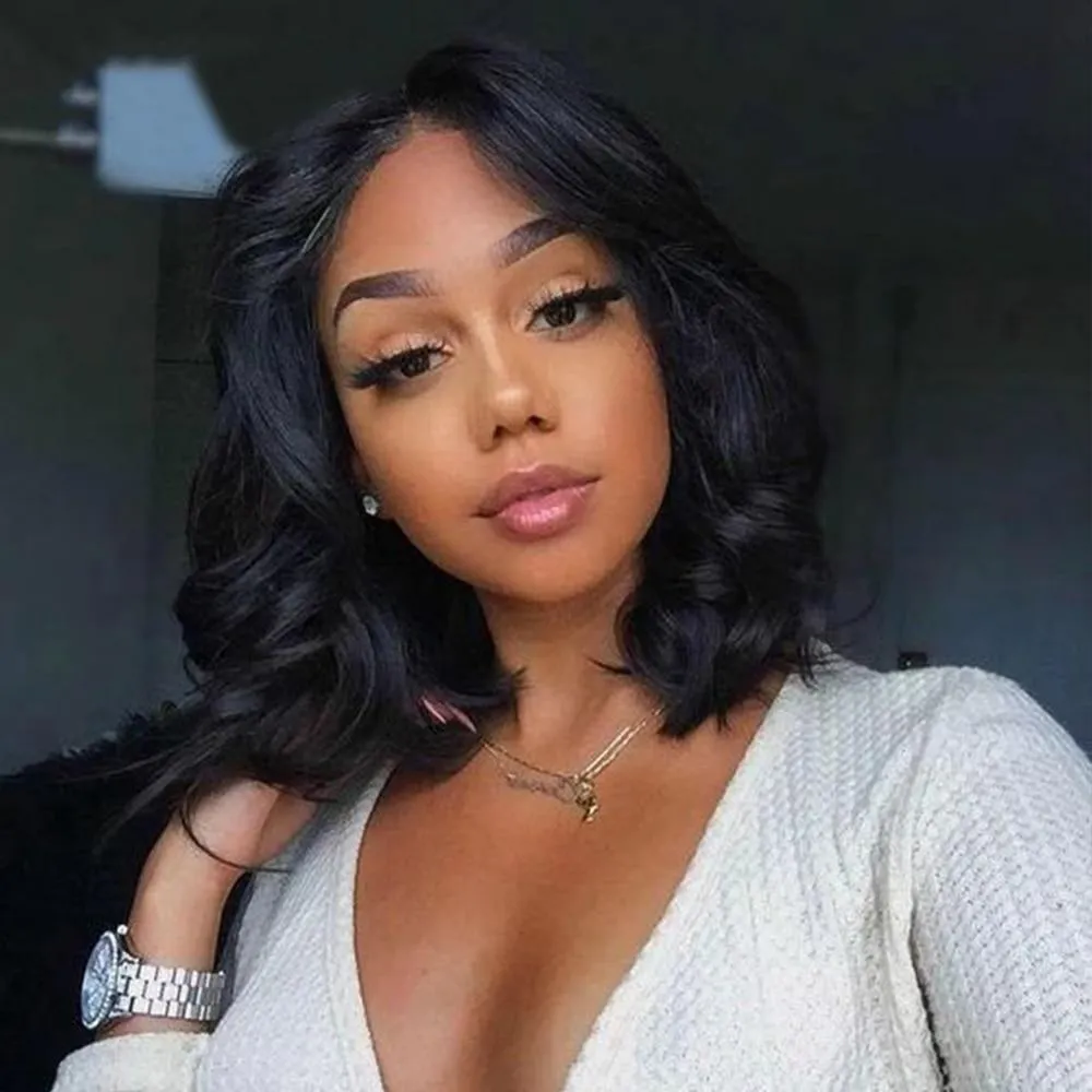 Short Natural Looking Wave Bob Wig Human Hair 13*4 HD Lace Front Wig MYLOCKME