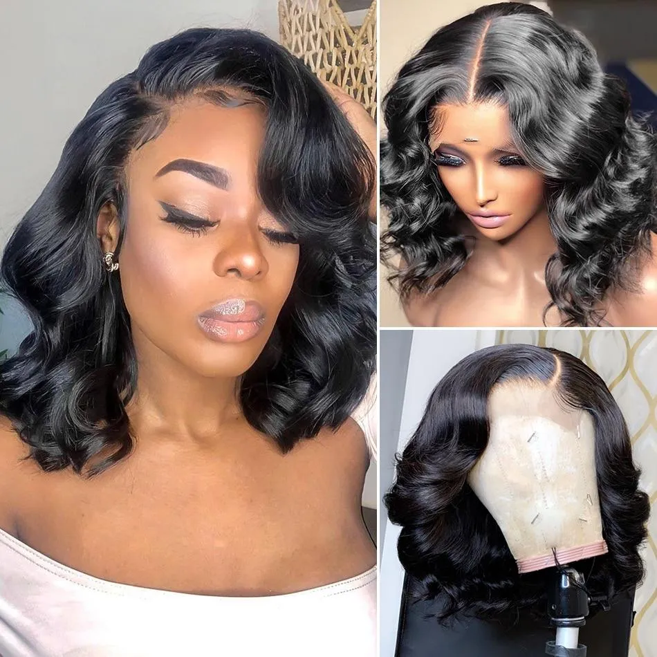 Short Natural Looking Wave Bob Wig Human Hair 13*4 HD Lace Front Wig MYLOCKME
